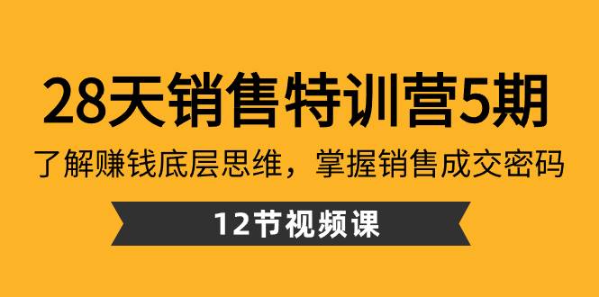 28天·销售特训营5期：了解赚钱底层思维，掌握销售成交密码（12节课）_思维有课