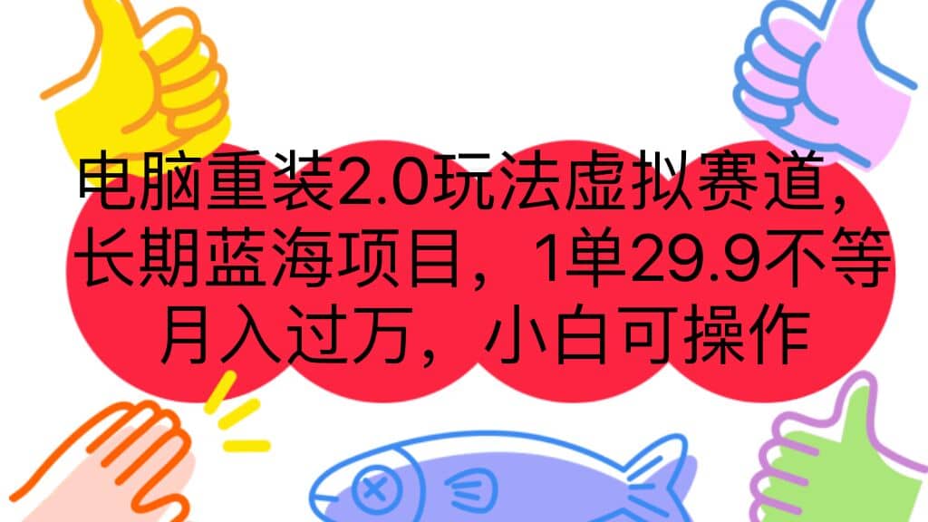 电脑重装2.0玩法虚拟赛道，长期蓝海项目 一单29.9不等 月入过万 小白可操作_思维有课