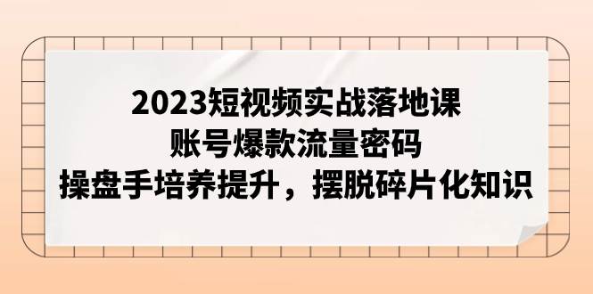 2023短视频实战落地课，账号爆款流量密码，操盘手培养提升，摆脱碎片化知识_思维有课