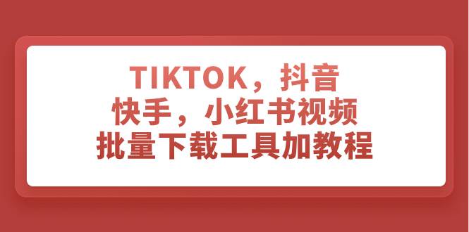 TIKTOK，抖音，快手，小红书视频批量下载工具加教程_思维有课