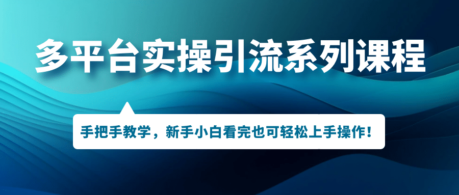 多平台实操引流系列课程，手把手教学，新手小白看完也可轻松上手引流操作_思维有课