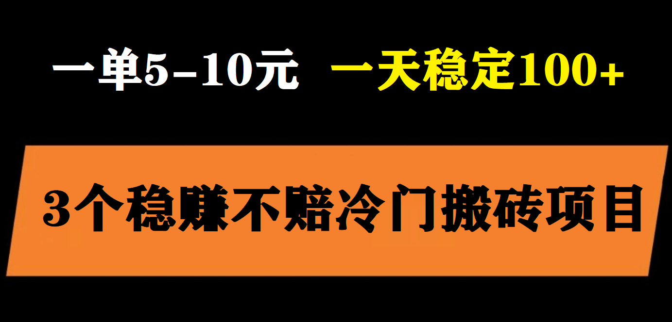 3个最新稳定的冷门搬砖项目，小白无脑照抄当日变现日入过百_思维有课