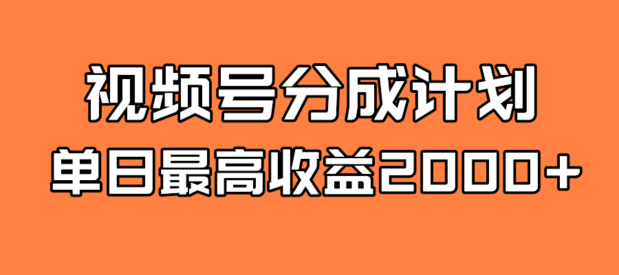 全新蓝海 视频号掘金计划 日入2000+_思维有课