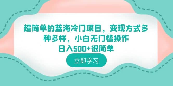 超简单的蓝海冷门项目，变现方式多种多样，小白无门槛操作日入500+很简单_思维有课