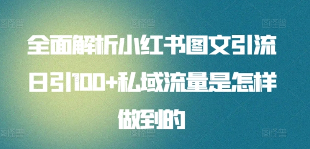 全面解析小红书图文引流日引100私域流量是怎样做到的_思维有课