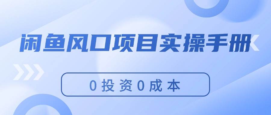 闲鱼风口项目实操手册，0投资0成本，让你做到，月入过万，新手可做_思维有课