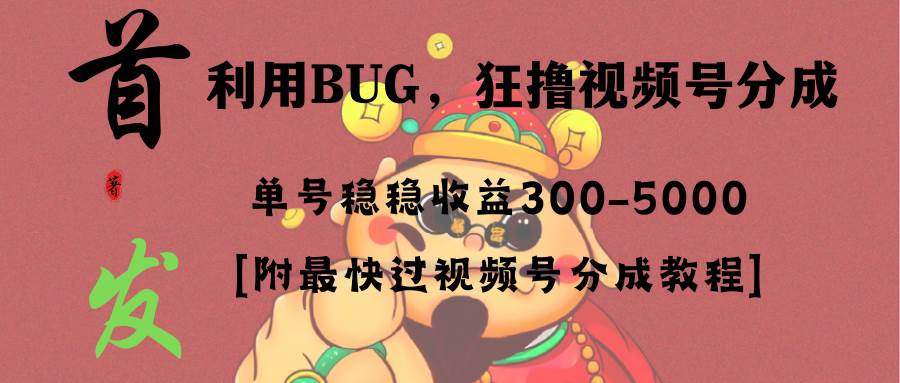 全网独家首发，视频号BUG，超短期项目，单号每日净收益300-5000！_思维有课