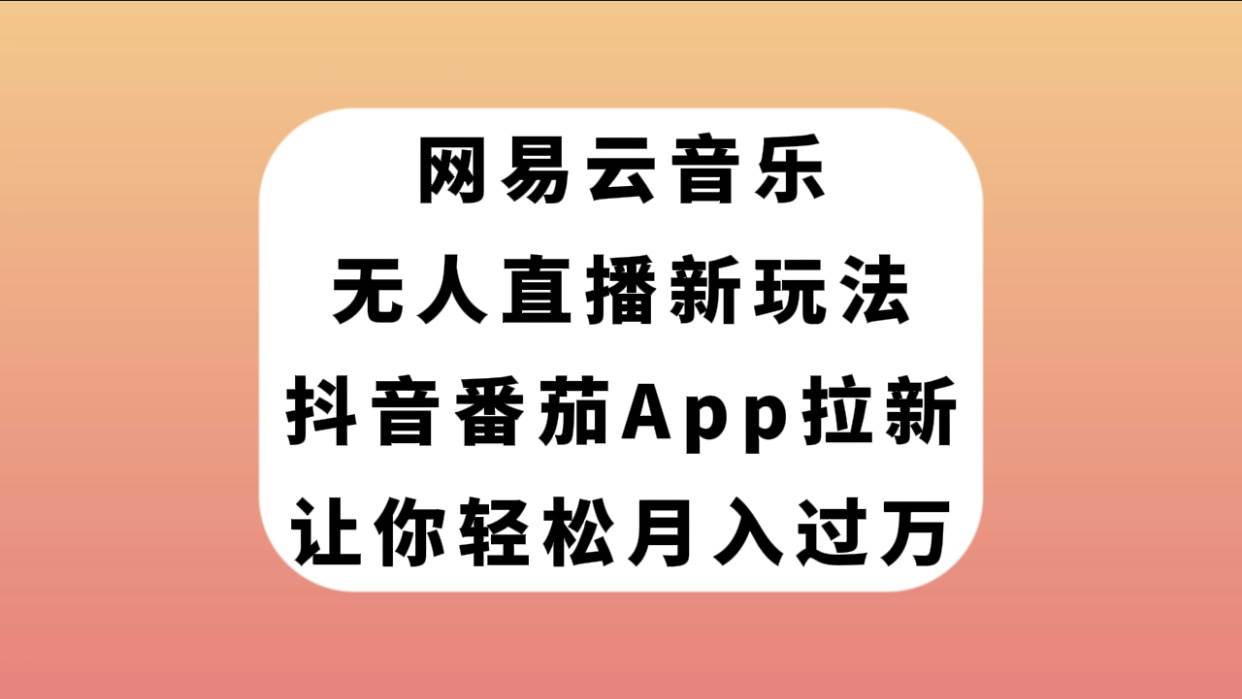 网易云音乐无人直播新玩法，抖音番茄APP拉新，让你轻松月入过万_思维有课