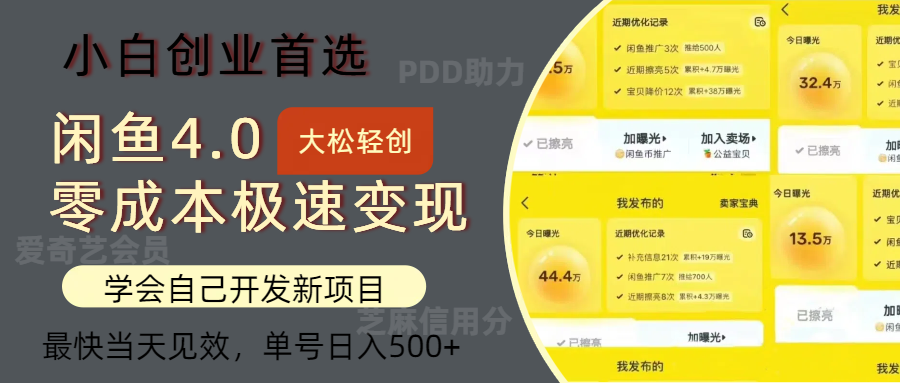 闲鱼0成本极速变现项目，多种变现方式，单号日入500+最新玩法_思维有课