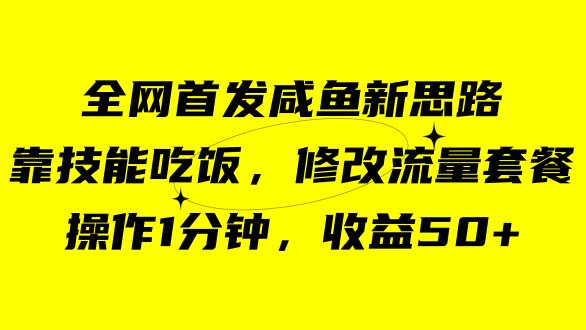 咸鱼冷门新玩法，靠“技能吃饭”，修改流量套餐，操作1分钟，收益50+_思维有课