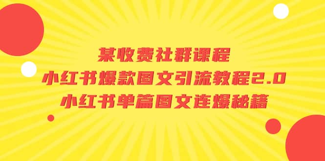 某收费社群课程：小红书爆款图文引流教程2.0+小红书单篇图文连爆秘籍_思维有课