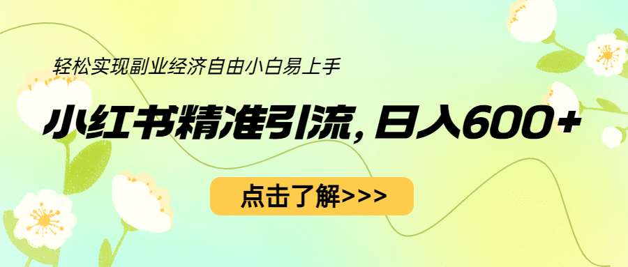 小红书精准引流，小白日入600+，轻松实现副业经济自由（教程+1153G资源）_思维有课