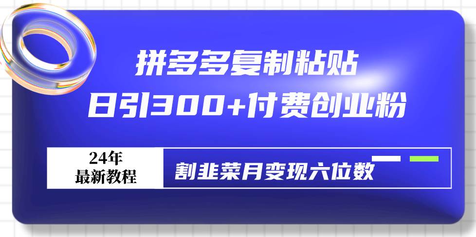 拼多多复制粘贴日引300+付费创业粉，割韭菜月变现六位数最新教程！_思维有课