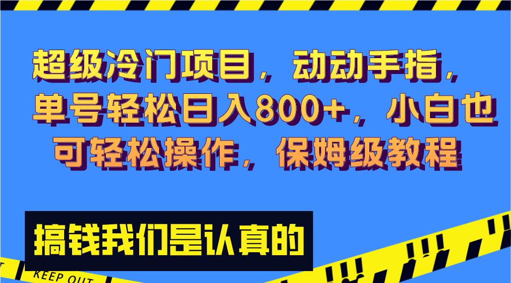 超级冷门项目,动动手指，单号轻松日入800+，小白也可轻松操作，保姆级教程_网创工坊