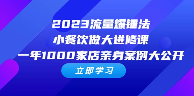 2023流量 爆锤法，小餐饮做大进修课，一年1000家店亲身案例大公开_思维有课