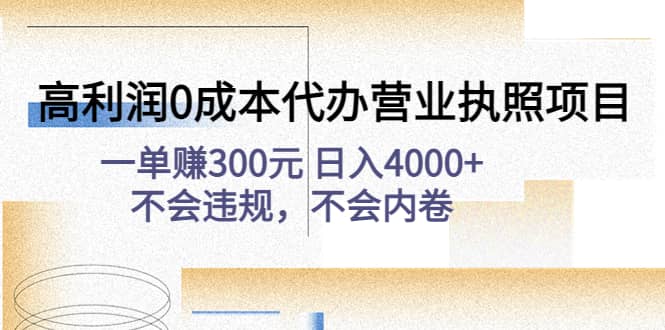 高利润0成本代办营业执照项目：不会违规，不会内卷_思维有课