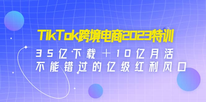 TikTok跨境电商2023特训：35亿下载＋10亿月活，不能错过的亿级红利风口_思维有课