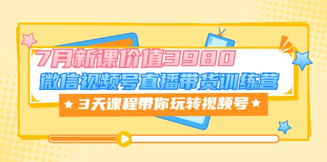 微信视频号直播带货训练营，3天课程带你玩转视频号：7月新课价值3980_思维有课