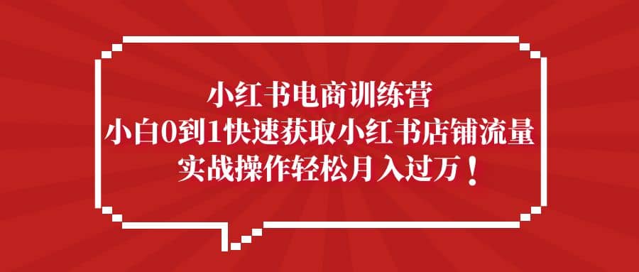 小红书电商训练营，小白0到1快速获取小红书店铺流量_思维有课