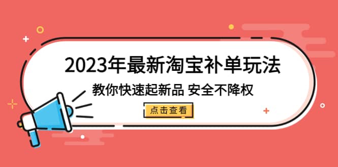 2023年最新淘宝补单玩法，教你快速起·新品，安全·不降权（18课时）_思维有课