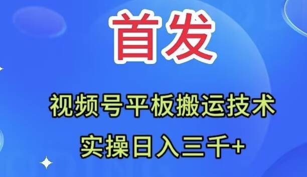 全网首发：视频号平板搬运技术，实操日入三千＋_思维有课