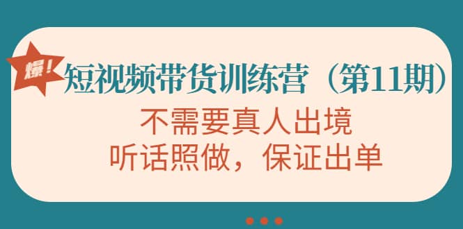 短视频带货训练营（第11期），不需要真人出境，听话照做，保证出单_思维有课