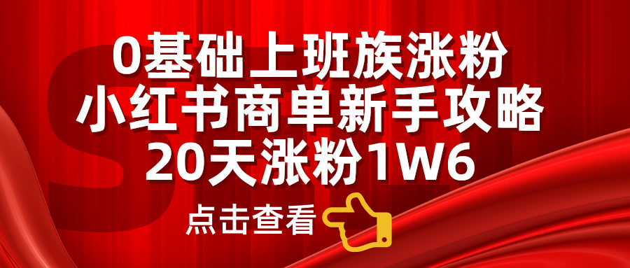 0基础上班族涨粉，小红书商单新手攻略，20天涨粉1.6w_思维有课