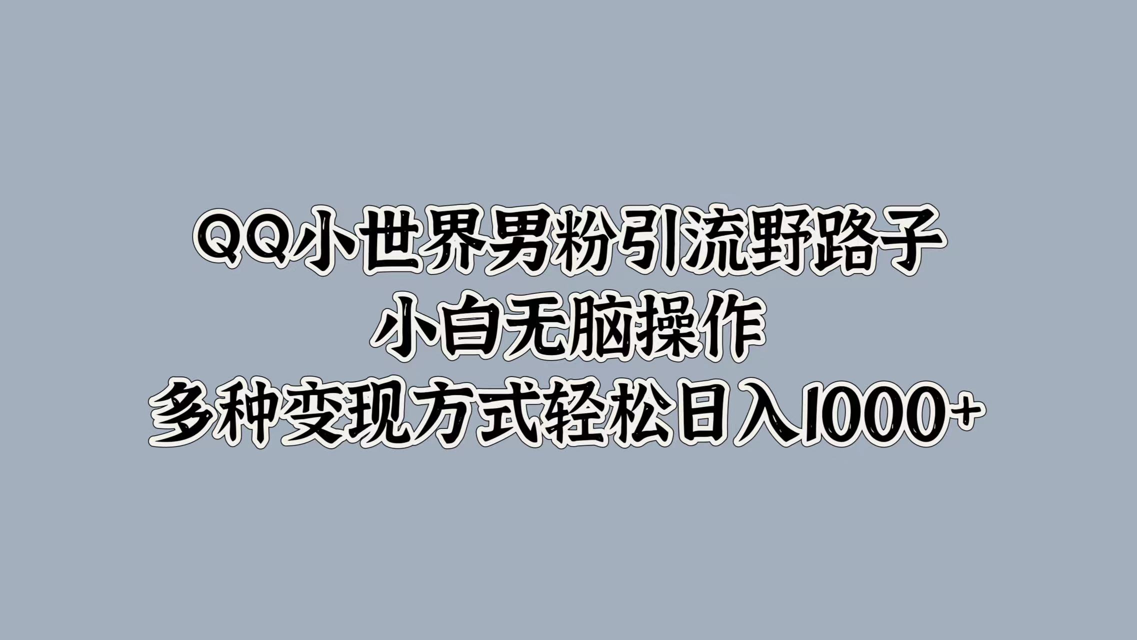 QQ小世界男粉引流野路子，小白无脑操作，多种变现方式轻松日入1000+_思维有课