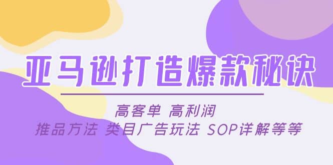 亚马逊打造爆款秘诀：高客单 高利润 推品方法 类目广告玩法 SOP详解等等_思维有课