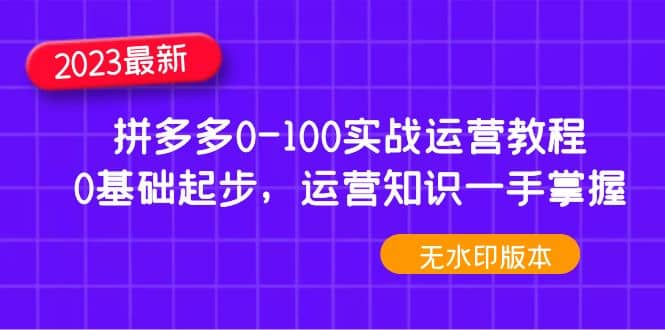 2023拼多多0-100实战运营教程，0基础起步，运营知识一手掌握（无水印）_思维有课