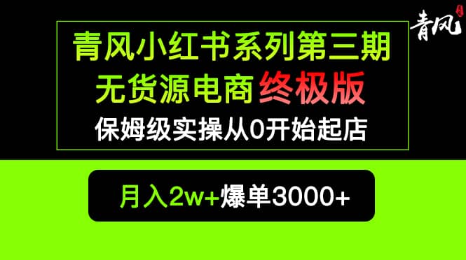 小红书无货源电商爆单终极版【视频教程+实战手册】保姆级实操从0起店爆单_思维有课