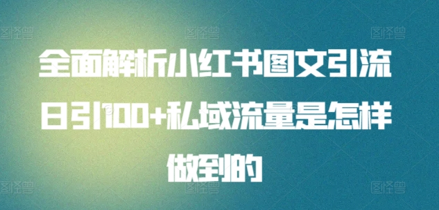 日引流100私域流量小红书图文是怎样做到的全面解析_思维有课