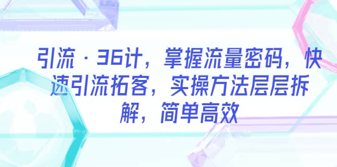 引流·36计，掌握流量密码，快速引流拓客，实操方法层层拆解，简单高效_思维有课