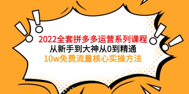 2022全套拼多多运营课程，从新手到大神从0到精通，10w免费流量核心实操方法_思维有课