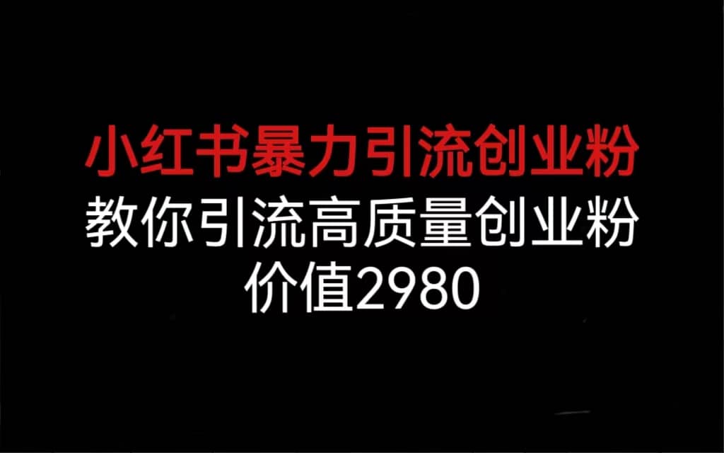 小红书暴力引流创业粉，教你引流高质量创业粉，价值2980_思维有课