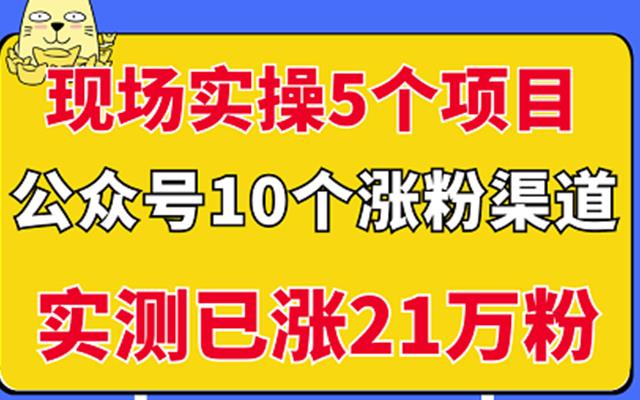 现场实操5个公众号项目，10个涨粉渠道，实测已涨21万粉！_思维有课