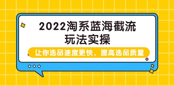 2022淘系蓝海截流玩法实操：让你选品速度更快，提高选品质量（价值599）_思维有课