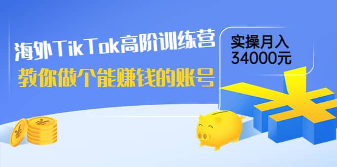 海外TikTok高阶训练营：教你做个能赚钱的账号，实操月入34000元！_思维有课