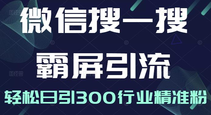 微信搜一搜霸屏引流课，打造被动精准引流系统，轻松日引300行业精准粉【无水印】_思维有课