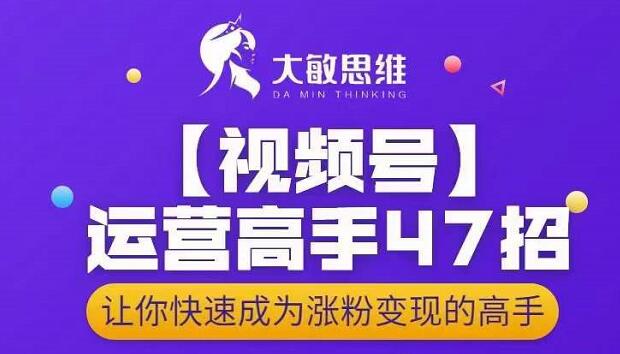 大敏思维-视频号运营高手47招，让你快速成为涨粉变现高手_思维有课