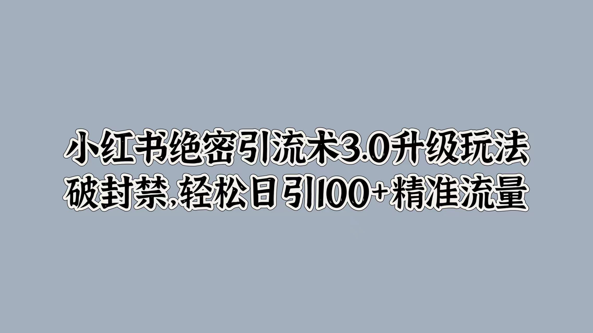 小红书绝密引流术3.0升级玩法，破封禁，轻松日引100+精准流量_思维有课