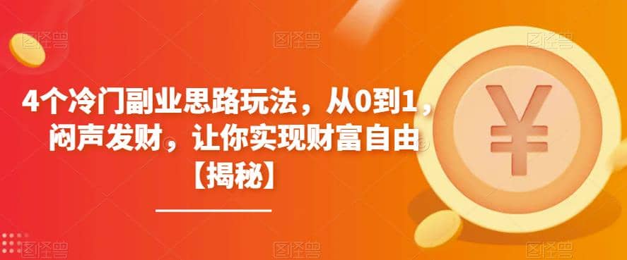 4个冷门副业思路玩法，从0到1，闷声发财，让你实现财富自由【揭秘】_思维有课