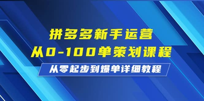 拼多多新手运营从0-100单策划课程，从零起步到爆单详细教程_思维有课