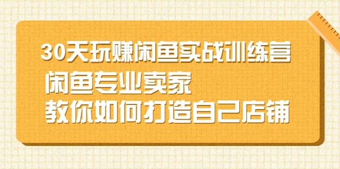 30天玩赚闲鱼实战训练营，闲鱼专业卖家教你如何打造自己店铺_思维有课