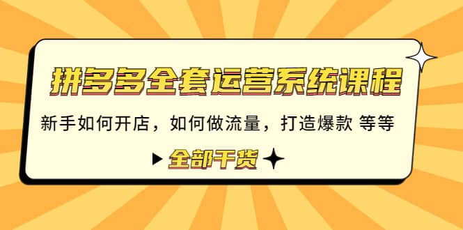 拼多多全套运营系统课程：新手如何开店 如何做流量 打造爆款 等等 全部干货_思维有课