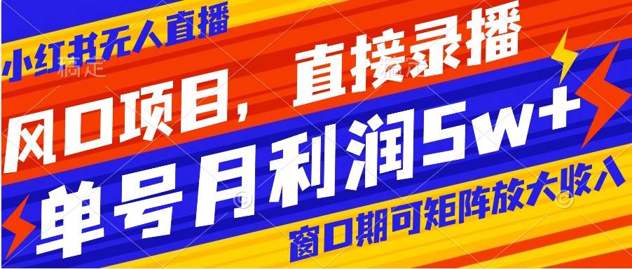 风口项目，小红书无人直播带货，直接录播，可矩阵，月入5w+_思维有课