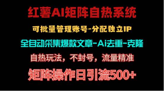 红薯矩阵自热系统，独家不死号引流玩法！矩阵操作日引流500+_思维有课