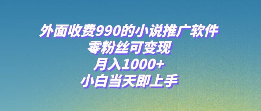 小说推广软件，零粉丝可变现，月入1000+，小白当天即上手【附189G素材】_思维有课