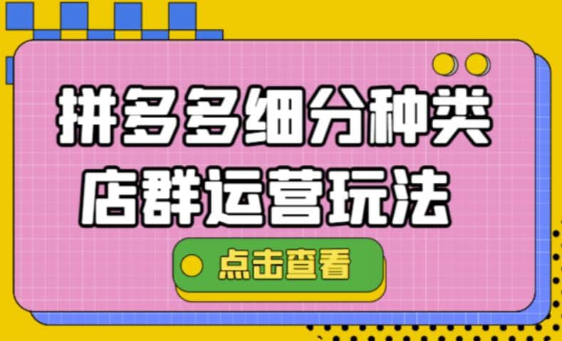 拼多多细分种类店群运营玩法3.0，11月最新玩法，小白也可以操作_思维有课