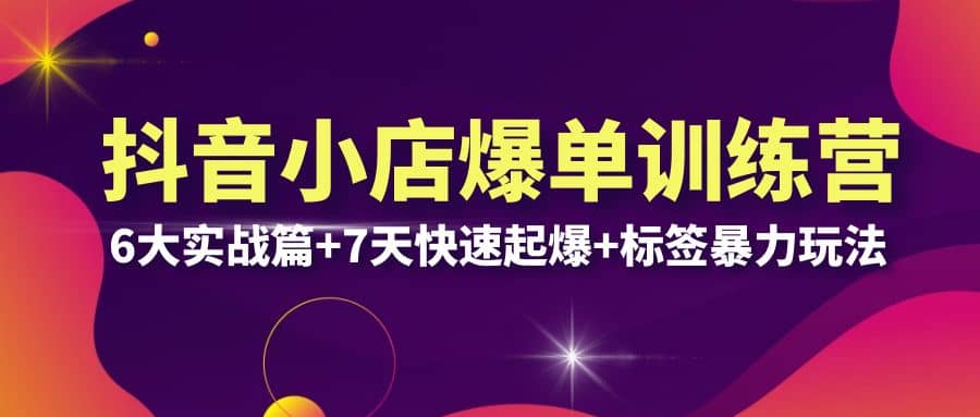 抖音小店爆单训练营VIP线下课：6大实战篇+7天快速起爆+标签暴力玩法(32节)_思维有课